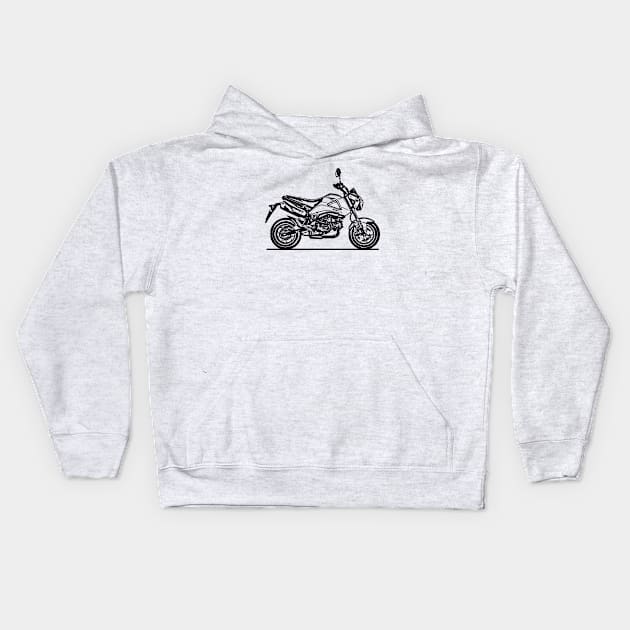 MSX125 Motorcycle Sketch Art Kids Hoodie by DemangDesign